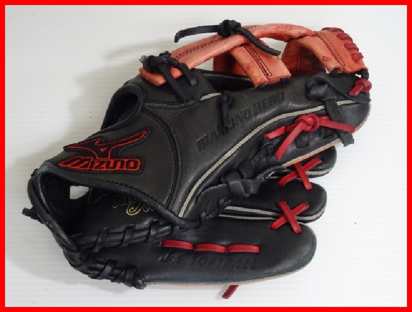 MIZUNO DIAMOND HERO SOFTBALL 黒 中古 2409☆SM-1669 【公式通販】