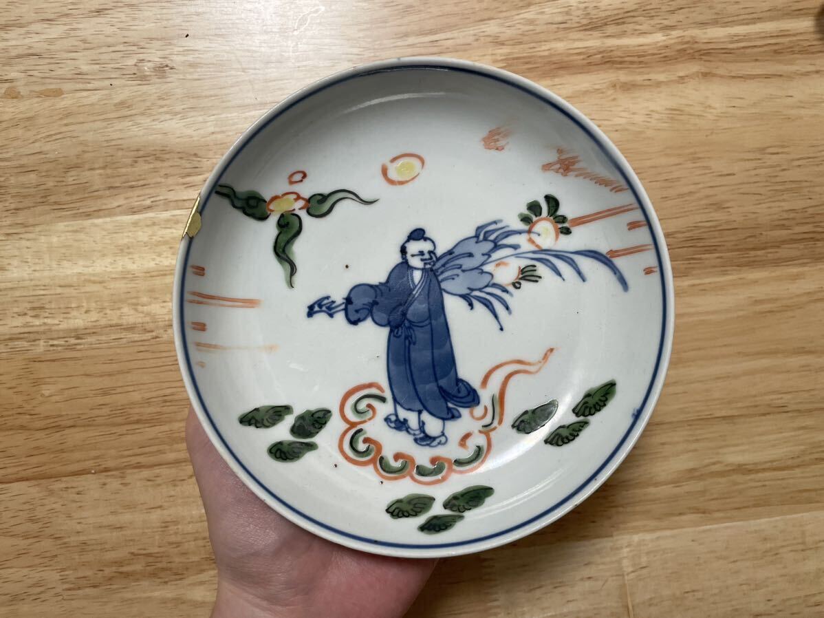 明時代 天啓 天啓赤絵 人物図 皿 染付 古伊万里 時代物 古染付 中国