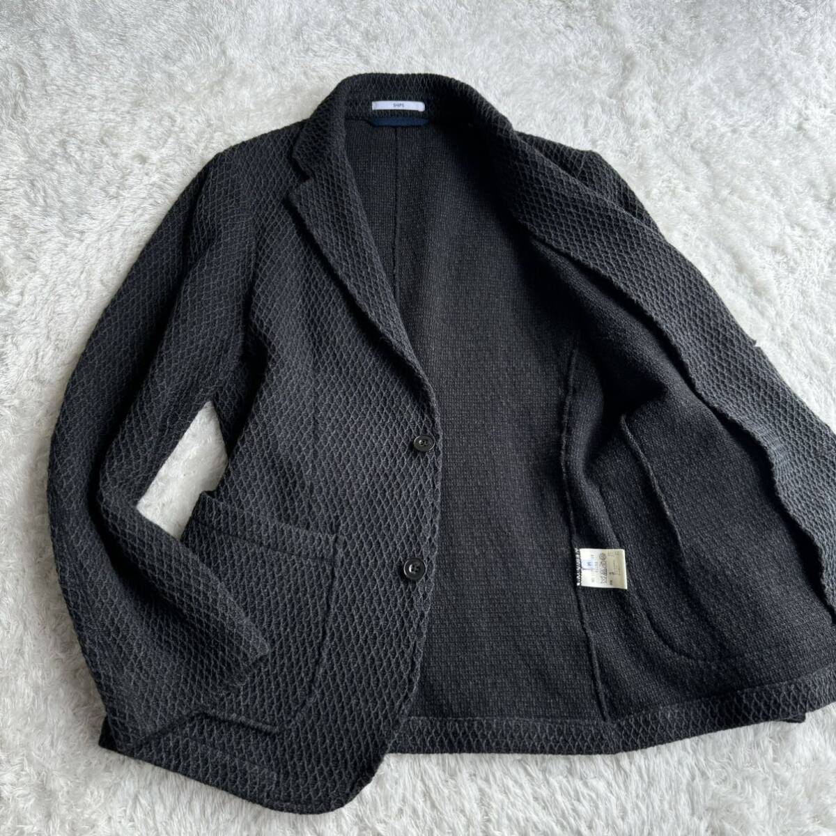 美品】 シップス コットン 2B ジャケット ジャガード織 ストレッチ 