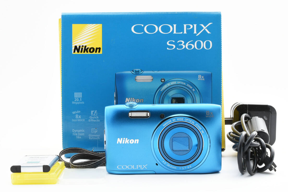 Nikon COOLPIX S3600 青色 コンパクトデジタルカメラ 美品 ニコン