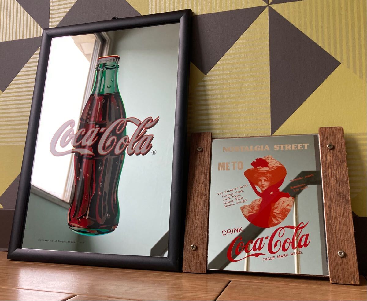 値下げ Coca Cola コカコーラ パブミラー アンティーク レア 当時物 コカコーラ ビンテージ パブミラー 壁掛け フレーム 鏡 アメリカン