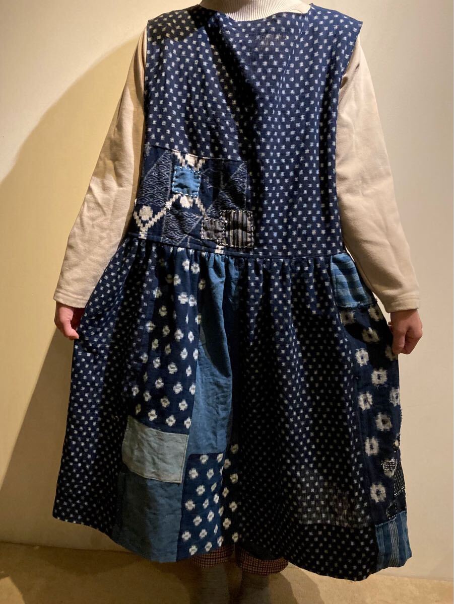 着物リメイク ノースリーブ ワンピース 古布 襤褸 絣(女性和服、着物