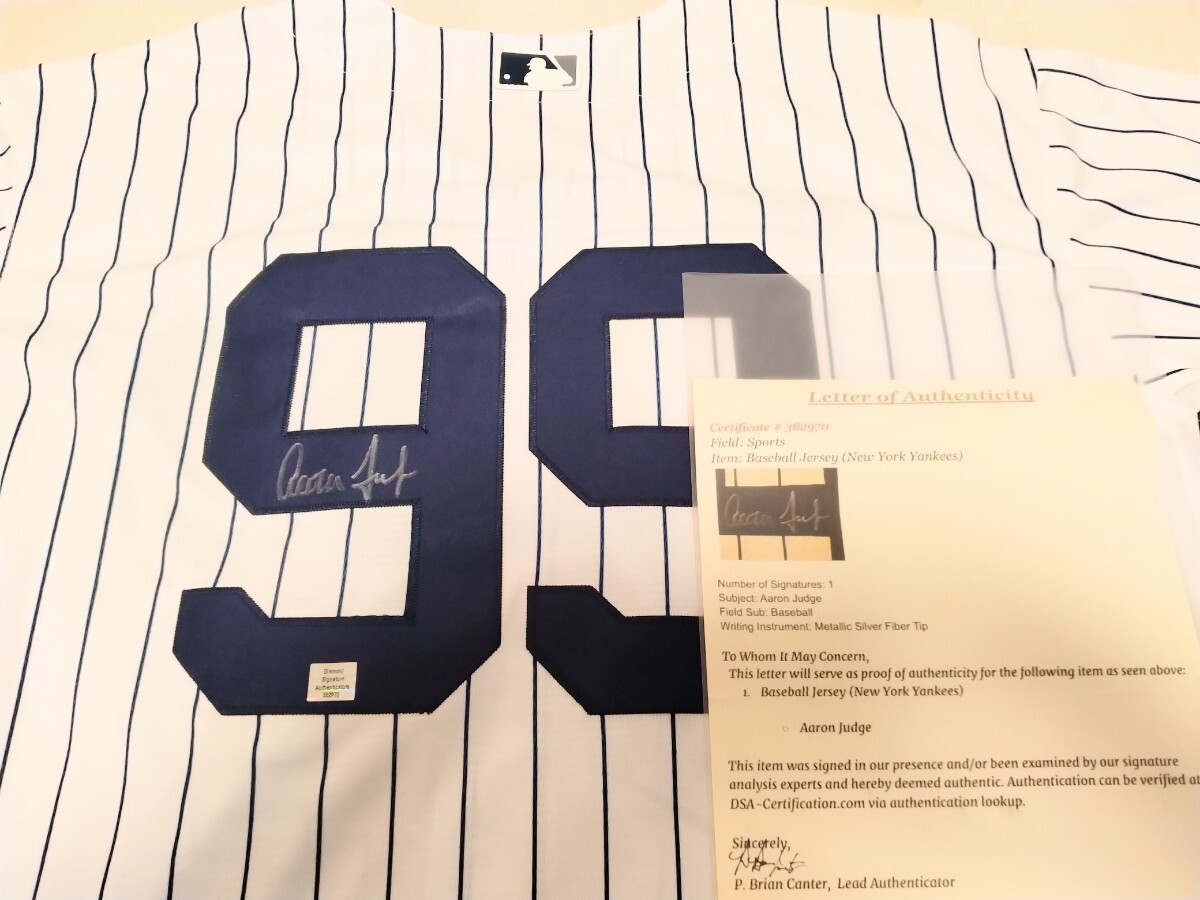 アーロン・ジャッジ 直筆サイン タグ付 ユニフォーム ニューヨークヤンキース MLB 大谷翔平 ライバル スーパースター レア品 COA_1