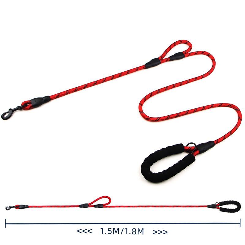 犬用リード ダブルハンドル 中型犬 大型犬用1.8M ロングリード　 夜光材質　ブルー_8