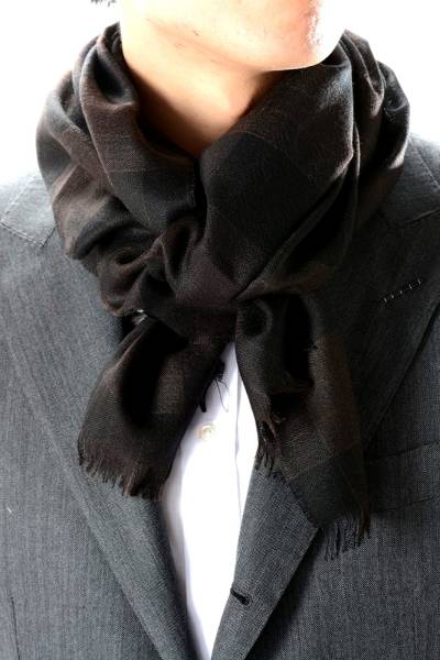 182914 TOM FORD トムフォード カシミヤ100％ チェック マフラー