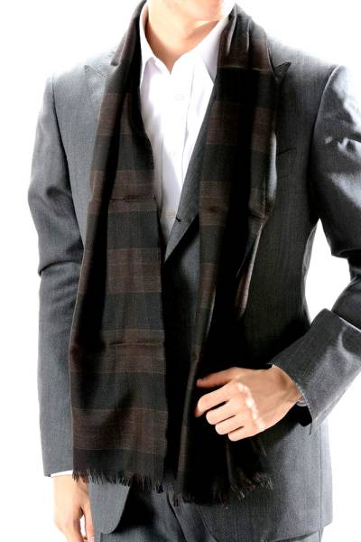 TOM FORD トムフォード カシミア マフラー Tom Ford Checked wool and cashmere scarf TOM FORD