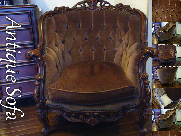 ●アンティークソファ ロココ調 王様チェア Antique Sofa 猫脚●