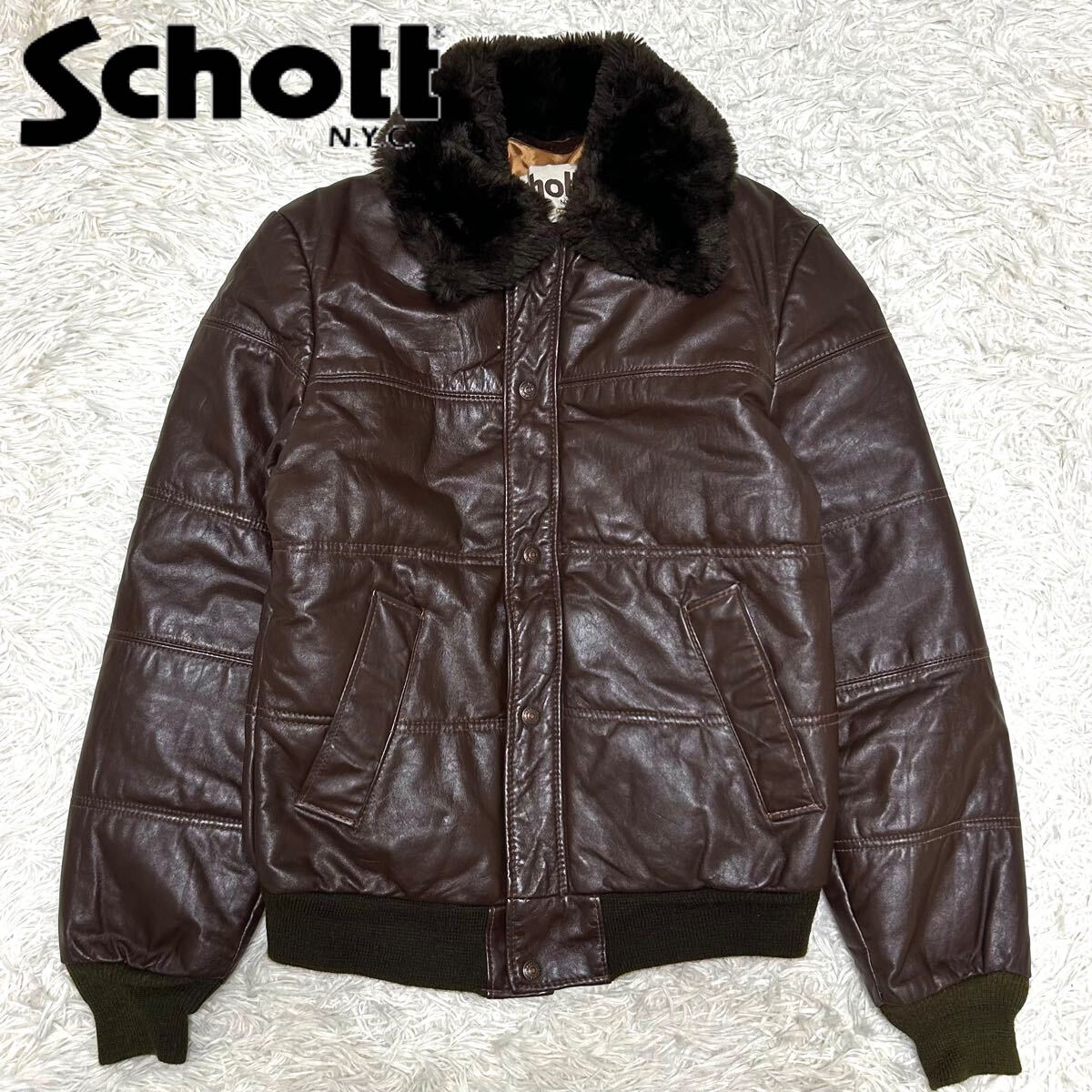 1円【極美品 定価10万相当】Schott ショット ダウンジャケット ボマー