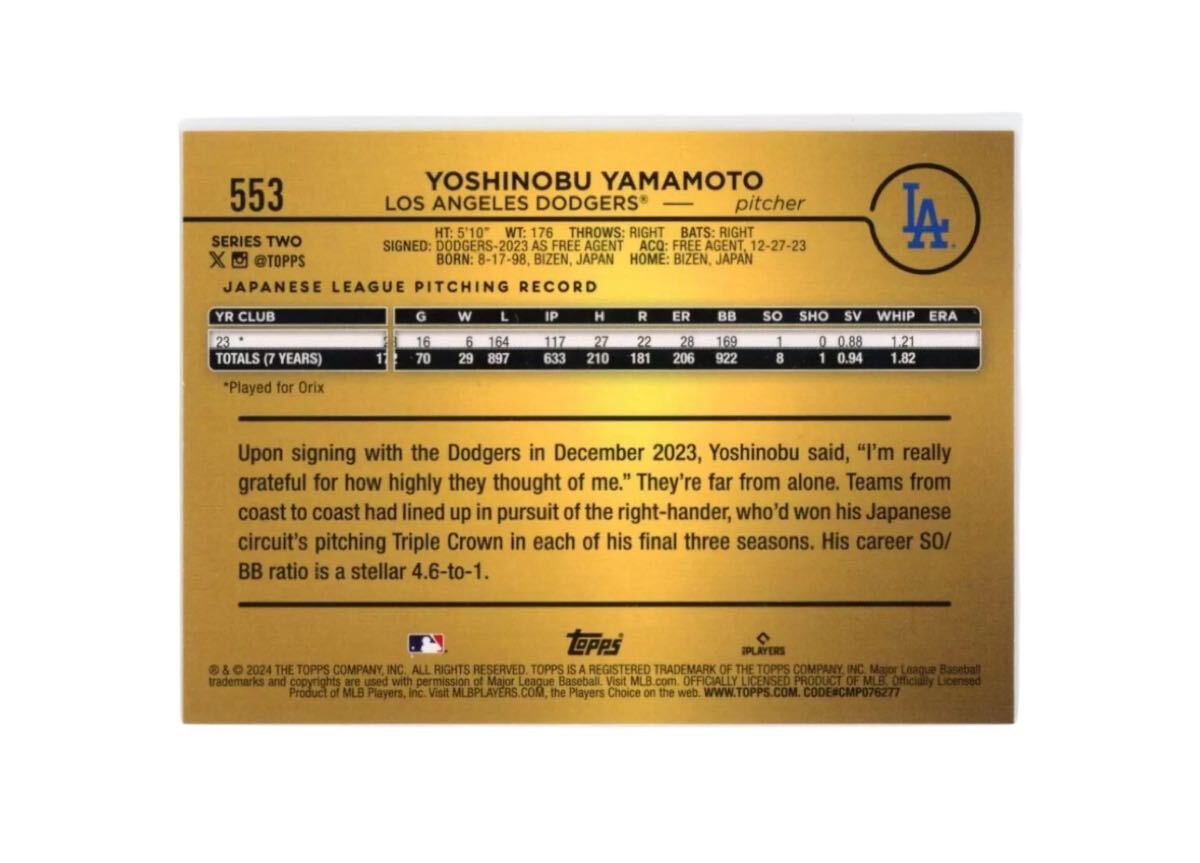 激レア) Golden Mirror 山本由伸 2024 Topps Yoshinobu Yamamoto #553 