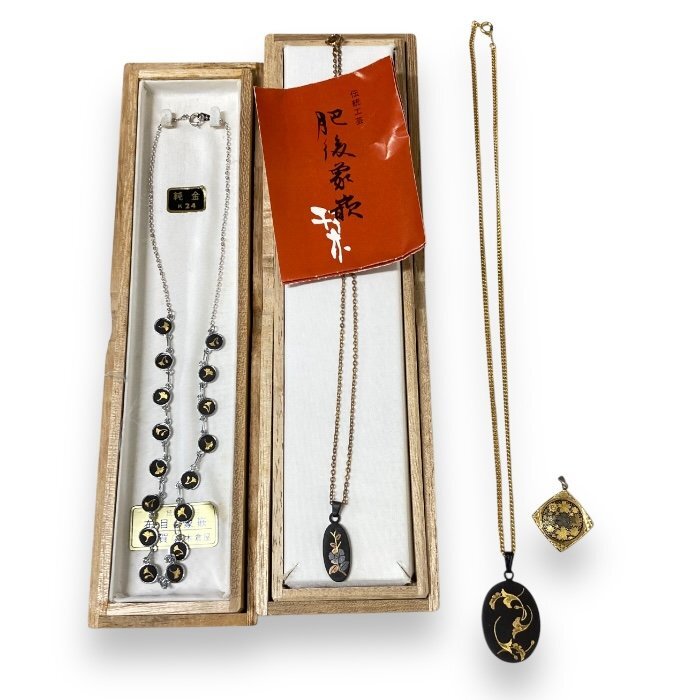 ◎11点セット 伝統工芸 純金象嵌 肥後象嵌 純金箔 K24 ネックレス