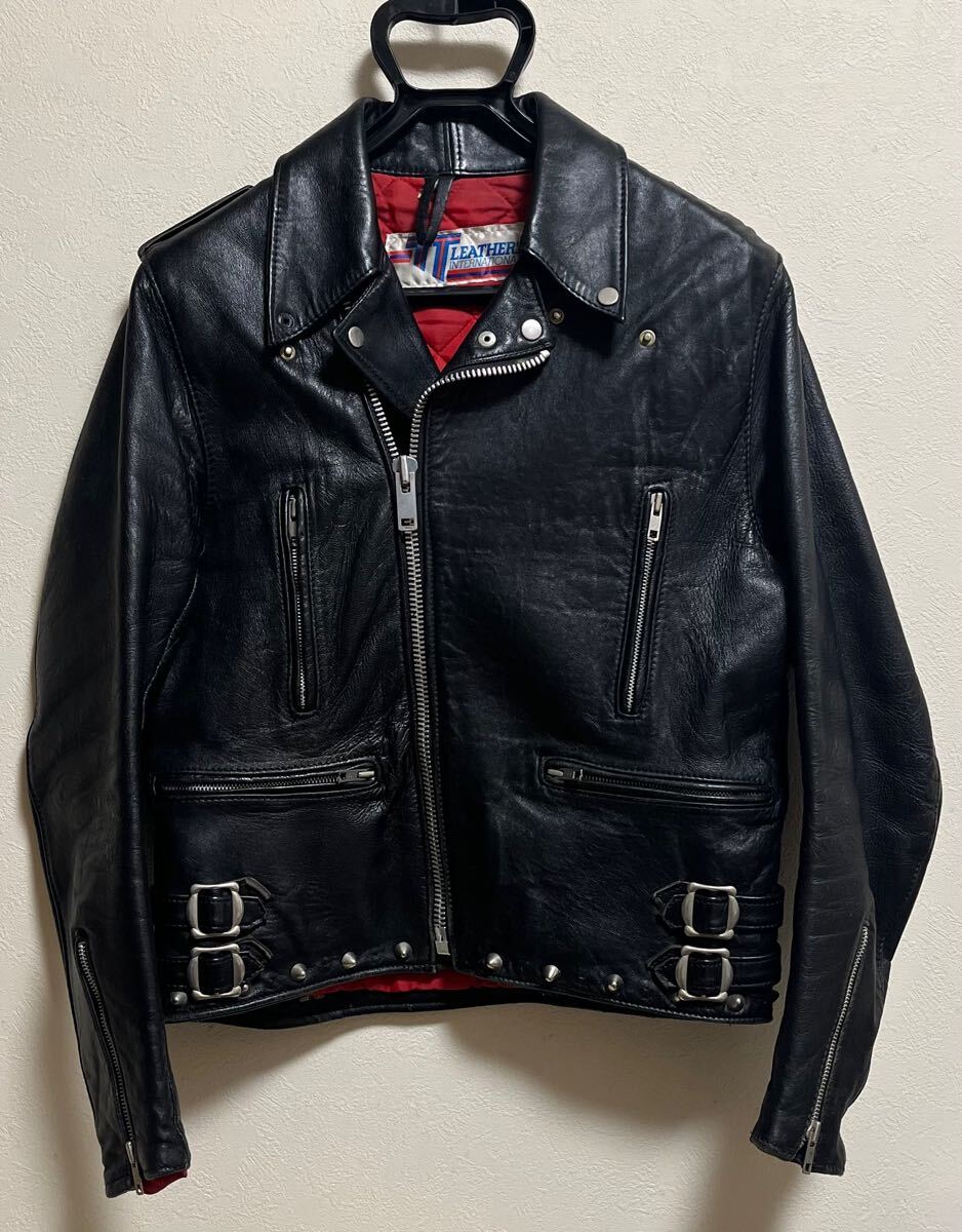 Drospo ライダースジャケット vintage 70s レザージャケット 70s ライダースジャケット 38（36相当）鋲ジャン パンク ロカビリー
