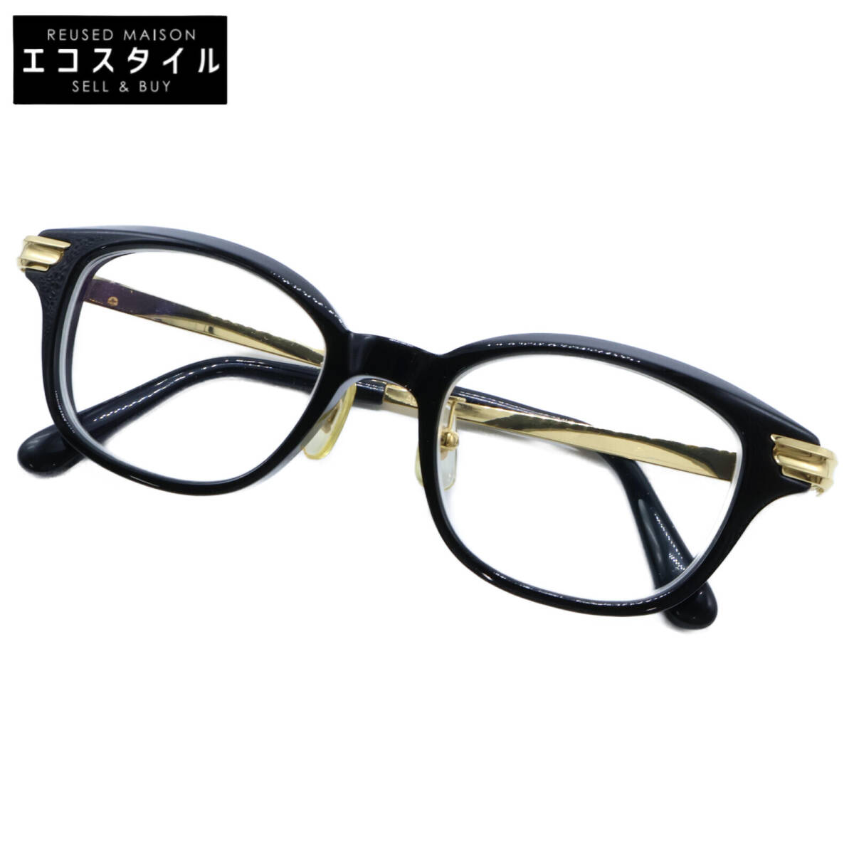 美品/1円】 HAKUSAN MEGANE 白山眼鏡店 ARMS-CUT ブラック×ゴールド