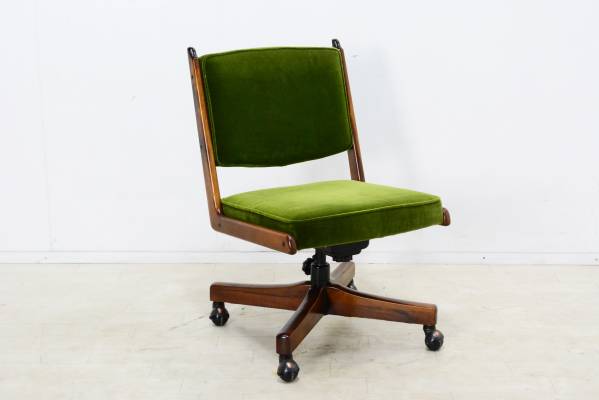 ★カリモク モケットグリーン コロニアル キャスターチェア R64