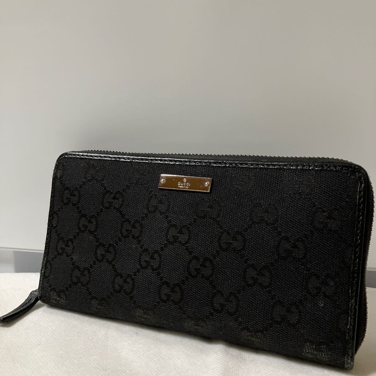 極美品】 GUCCI グッチ ラウンドファスナー 長財布 キャンバス地 