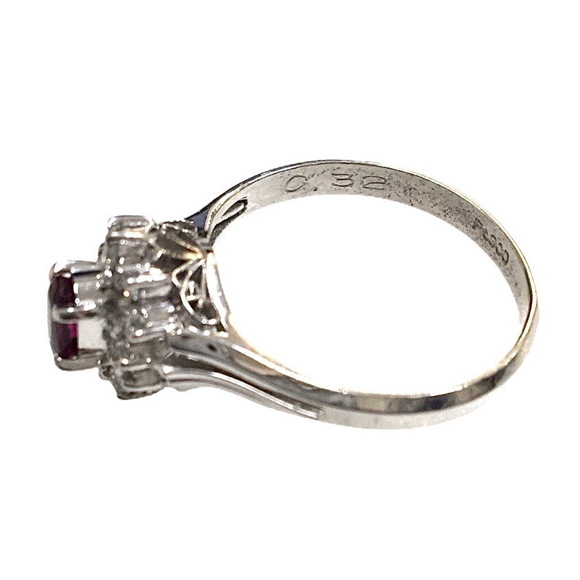☆Pt900 0.32ct ルビーリング ダイヤ0.16ct入り 8号 - ルビー リング 