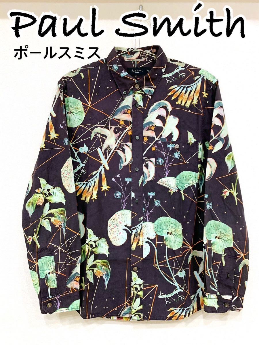Paul Smith　白×黒総柄　長袖シャツカラーワンピース　М ポールスミス 長袖シャツ 総柄 ポールスミスPaul Smith 【公式通販】