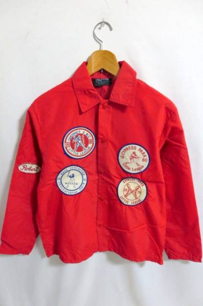ビンテージ レディース ナイロン コーチジャケット 赤ワッペン