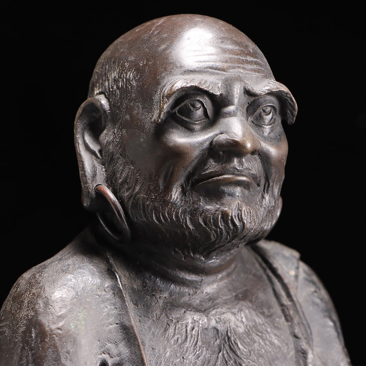 PJ558. 金工美術 在銘 古銅 達磨大師 置物 重量7.95kg / 古美術時代銅