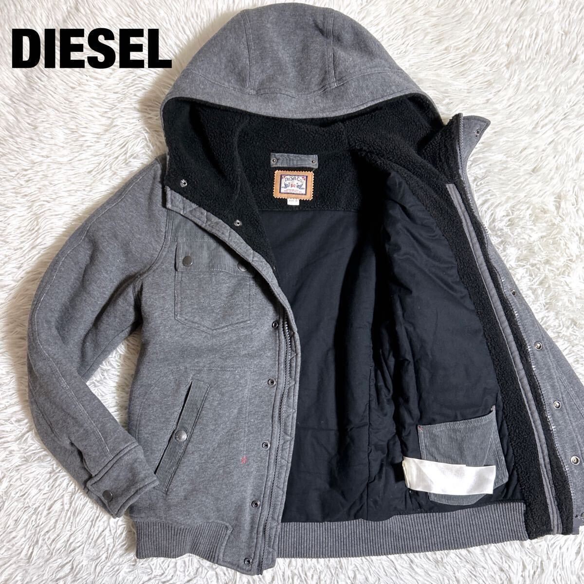 DIESEL ディーゼル 中綿入り スウェット ジャケット ブルゾン フード 