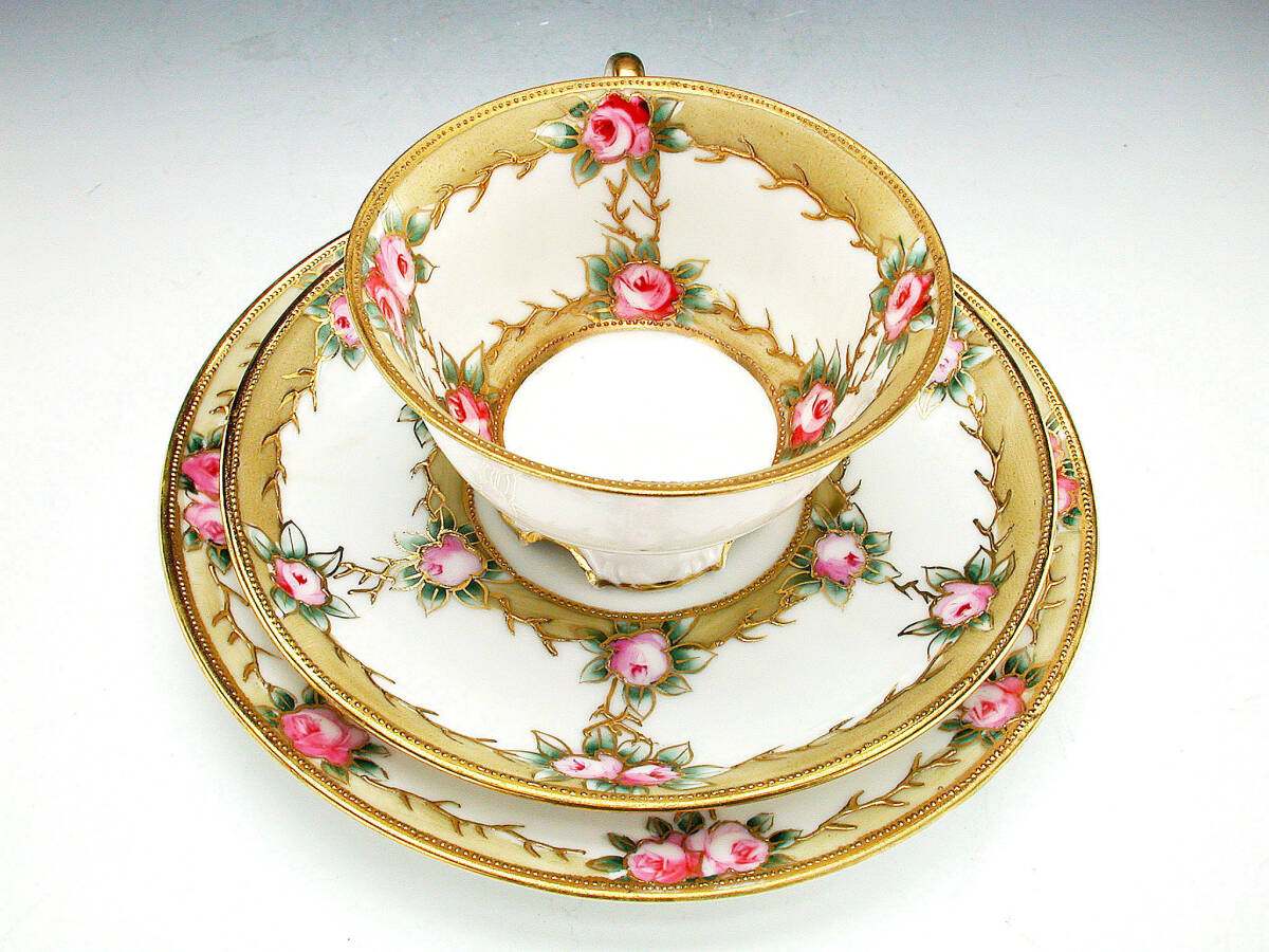 オールドノリタケ銘品!! オールドノリタケ・金盛上蔦薔薇連鎖装飾紋
