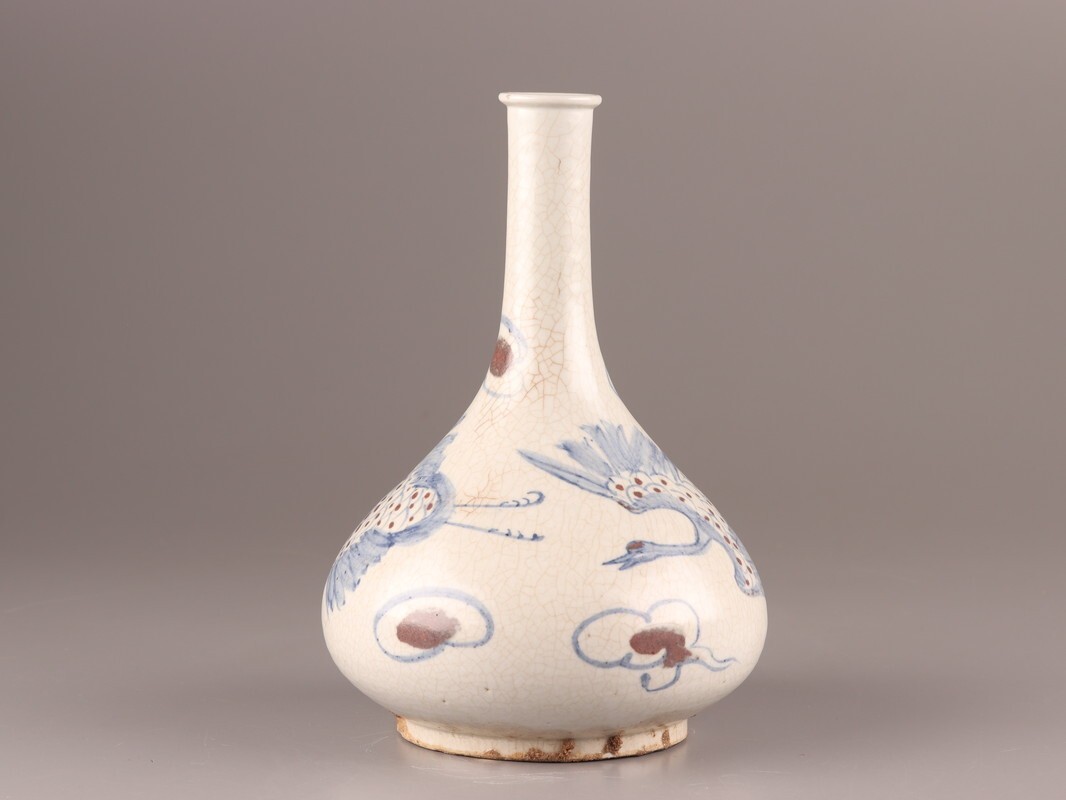 古美術 朝鮮古陶磁器 李朝 染付 辰砂 徳利 時代物 極上品 初だし品