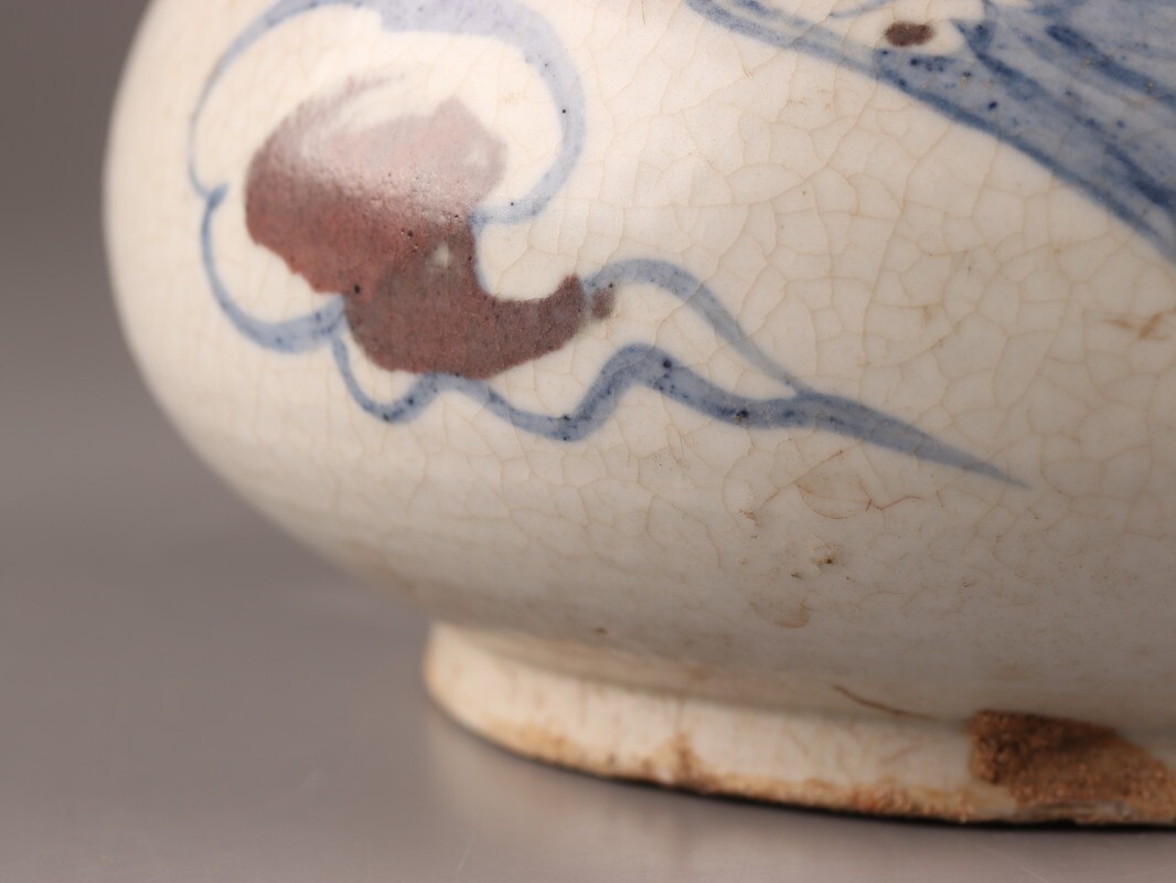 古美術 朝鮮古陶磁器 李朝 染付 辰砂 徳利 時代物 極上品 初だし品