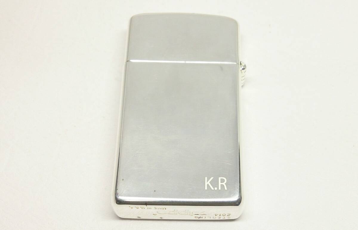 Mevius Silver Zippo 2014年製 スリム MEVIUS STERLING SILVER メビウス スターリング シルバー K.R 刻印入り 専用ケース ...
