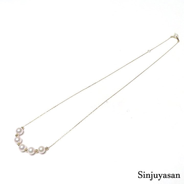真珠屋さん 可愛い傑作【ホワイトピンク】秀品 5.9～5.8mm 5個 アコヤ真珠 K18ネックレス ステーション 2Way 伊勢志摩産パール 18金 新品_5