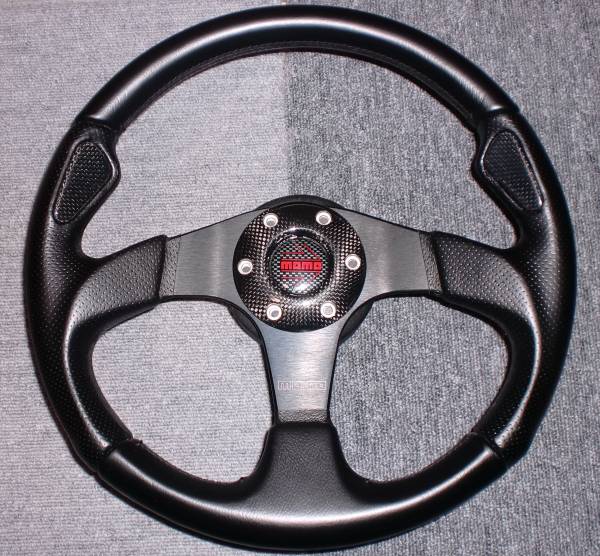 希少 momo JET ブラックカーボン調リング 35Φ USED ステアリング JET