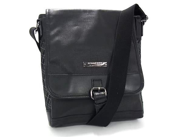 1円 □美品□ BURBERRY バーバリーブラックレーベル レザー×ナイロン 
