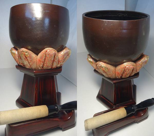 仏具 寺院 おりんセット 6寸 19cm 1kg 希少室龍 即決品