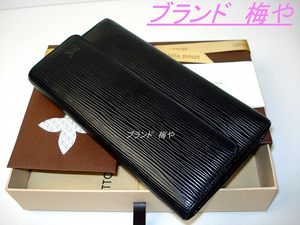 本物鑑定済・ＬＶ・エピブラック・定番３つ折り長財布・程度良品