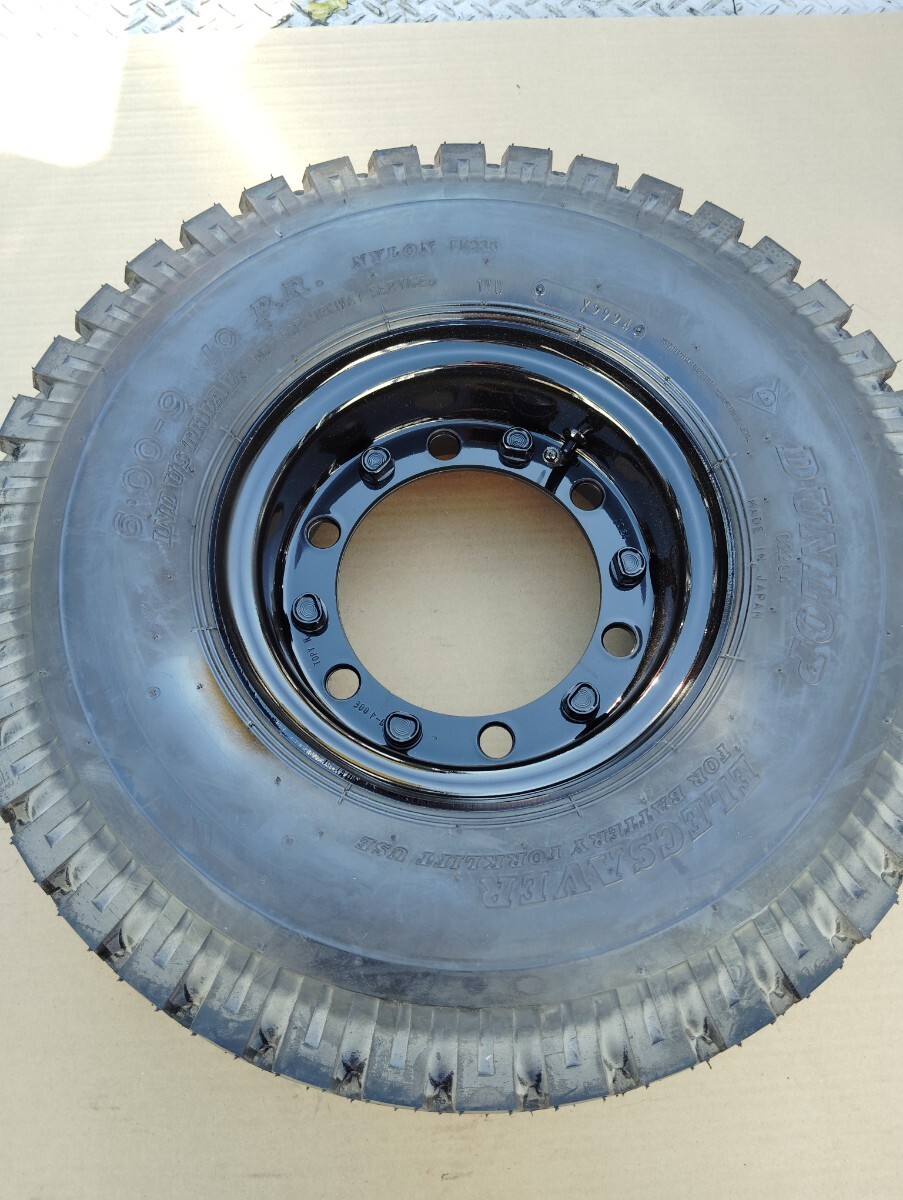 本州送料無料 新品 エアータイヤ フォークリフトタイヤ 6.00-9 600-9 ダンロップ 2本 チューブフラップ付き 新車外し L＆F 8FB 7FB 小松_3