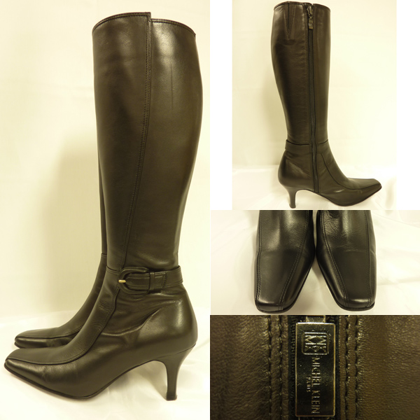 ◎MK MICHEL KLEINミシェルクラン ロングブーツ 黒 本革 22.5cm