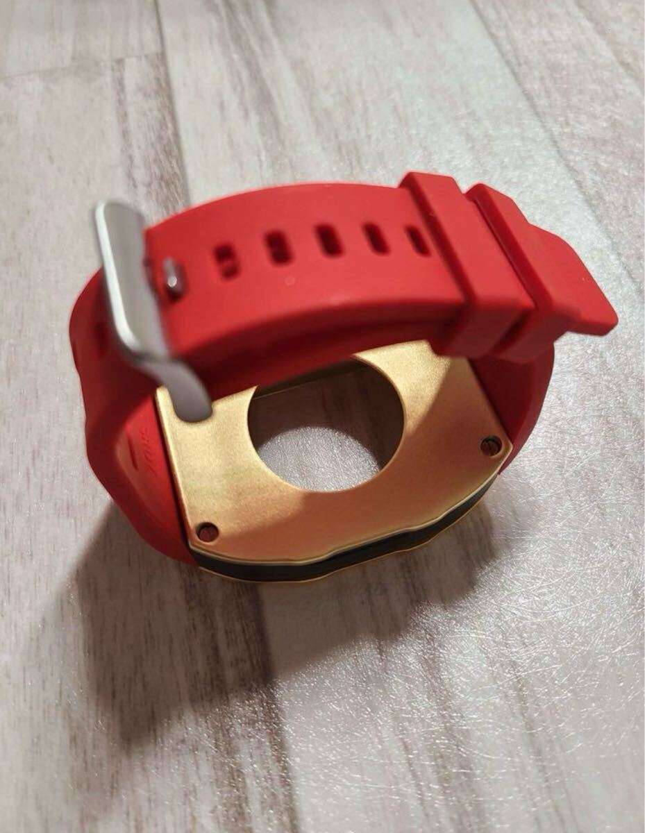 ★新品★ アップルウォッチケース 重厚感 apple watch 44mm カバー 腕時計ベルト apple watch ゴールド レッド_3