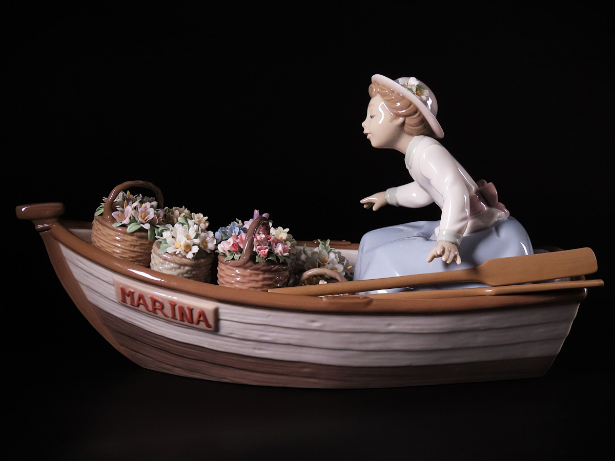 晃】LLADRO リヤドロ 超希少 大型作品 『BLOOMS ON BOARD』 花売りの