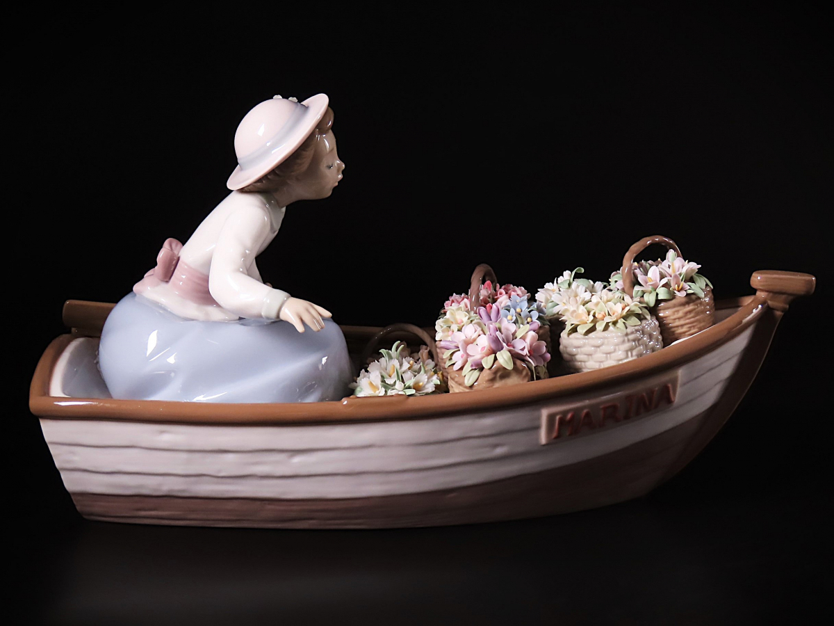 晃】LLADRO リヤドロ 超希少 大型作品 『BLOOMS ON BOARD』 花売りの