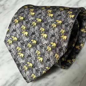 【未使用に近い】 999円～ SONIA RYKIEL ネクタイ グレー ゾウ 総柄 (GB1)