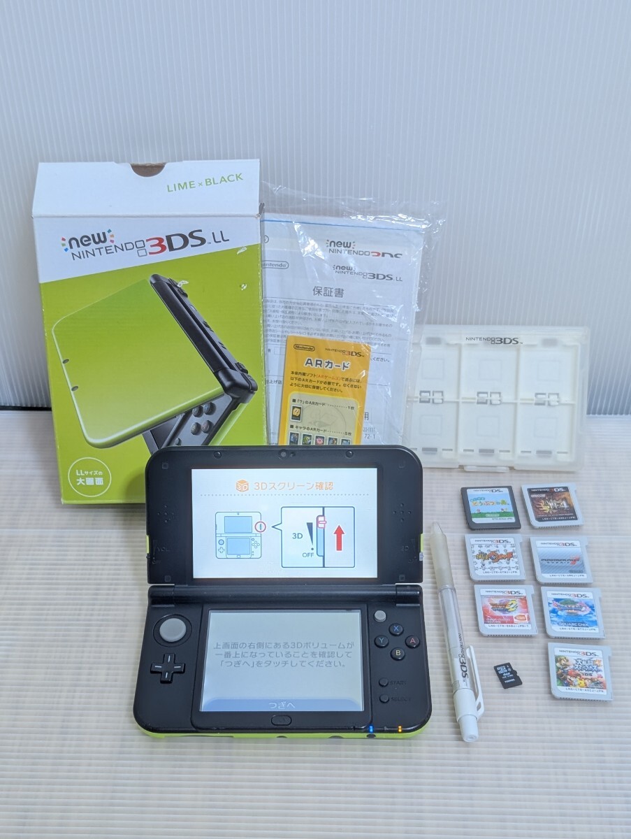 newニンテンドー3DSLL 本体 ソフト７本 ケース スタイラスペン SDカード Nintendo 任天堂 ドラクエ スマブラ マリオカート どうぶつの森 等_1