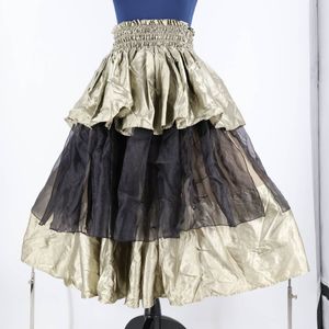 『送料無料』【フラダンス衣装】ゴールド パウスカート サテン 金 黒 ブラック 光沢 鮮や