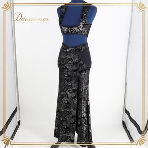 『送料無料』【ベリーダンス用 オリエンタル衣装】ブラック グレー ラメ 柄 模様 黒 ベロ