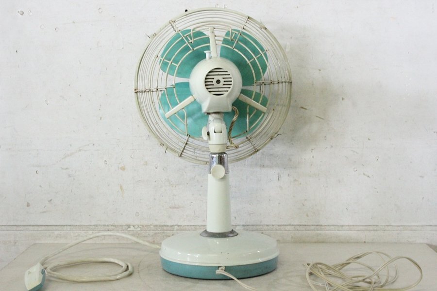 TB526東芝 扇風機 HK形 動作品◇4枚羽根/25cm/緑/手元スイッチ付