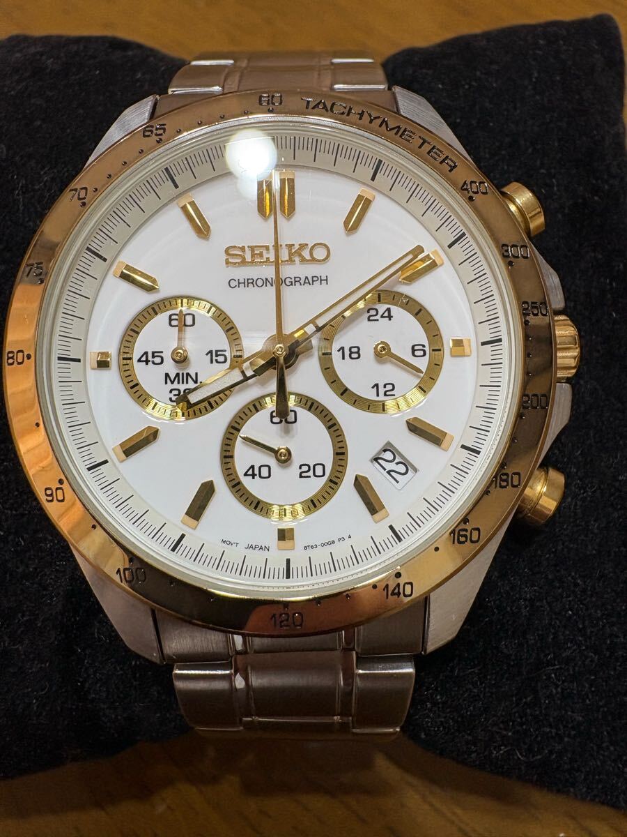 稼働品 SEIKO セイコー CHRONOGRAPH クロノグラフ 8T63-00D0 ホワイト文字盤 クォーツ メンズ 腕時計_1
