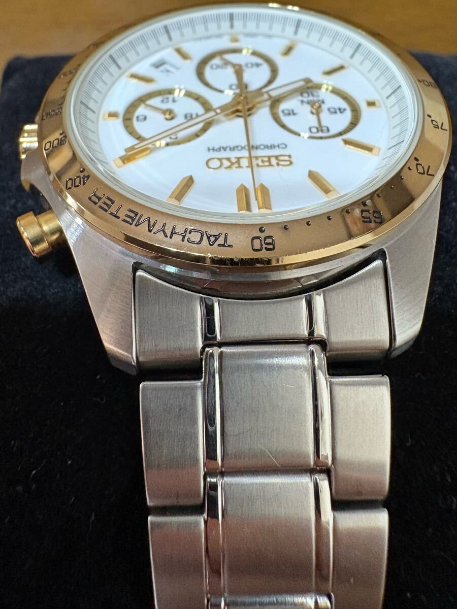 稼働品 SEIKO セイコー CHRONOGRAPH クロノグラフ 8T63-00D0 ホワイト文字盤 クォーツ メンズ 腕時計_3