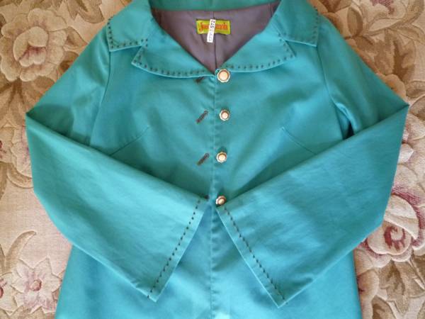 ★ホコモモラ刺繍ステッチ花ボタン鮮やかコート★