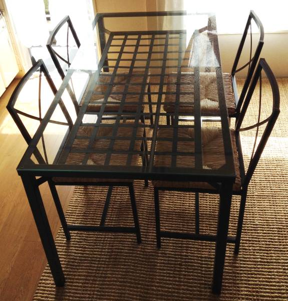 IKEA GRANAS ダイニングテーブル＋チェア×4 中古品 ◇◇イケア Ikea GRANASガラストップテーブル＆チェア4脚◇◇(4人用