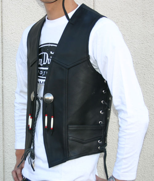 【モトブルーズ】オイルドレザーベスト黒★42（ＸＬ）ハーレー