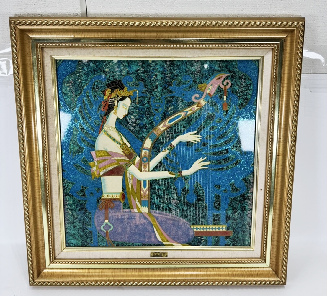 複製画 LIU YIPENG/劉一鵬 油彩画 O 「古楽」 カシュウ仕上げ 中国美術