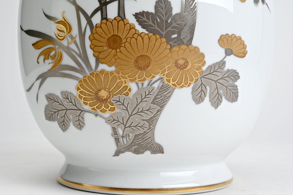 IE2311◇大倉陶園 金銀彩 四君子 花瓶◇花入 飾壷 h(大倉陶園)｜売買