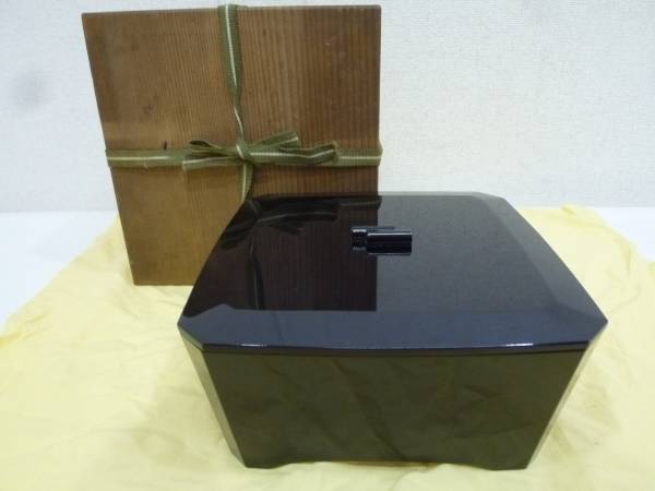 共箱 | 会津漆塗り黒色金色葉模様の 平安 輪島塗 蒔絵(アンティーク